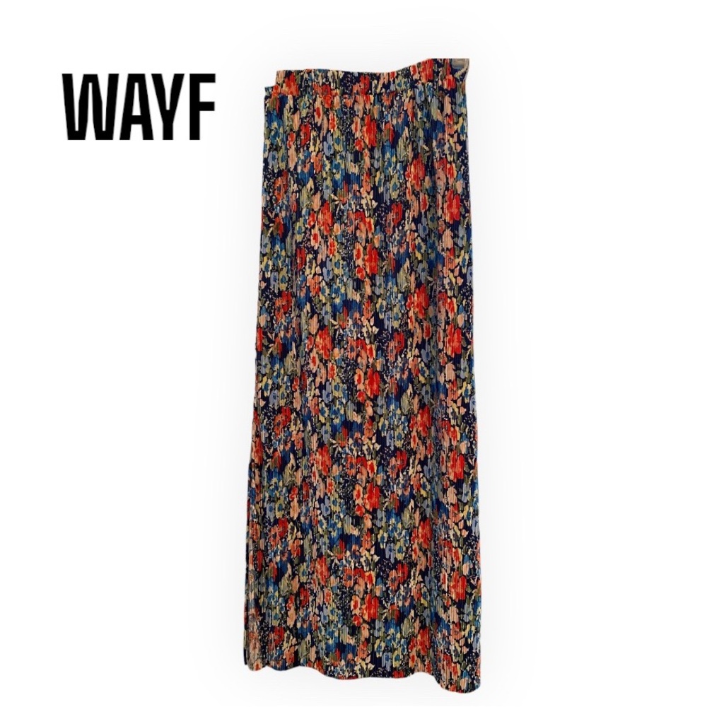 WAYF Floral Accordion Midi Skirt Multicolor XS